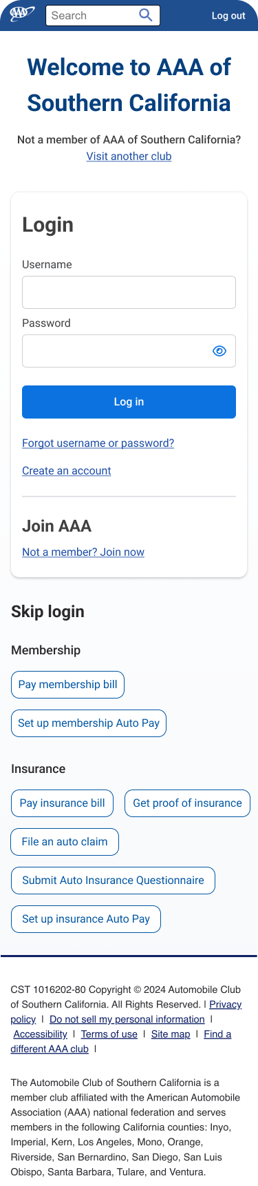 Login - mobile screen